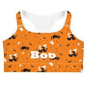 Halloween themed Sports bra Orange Witch Cat